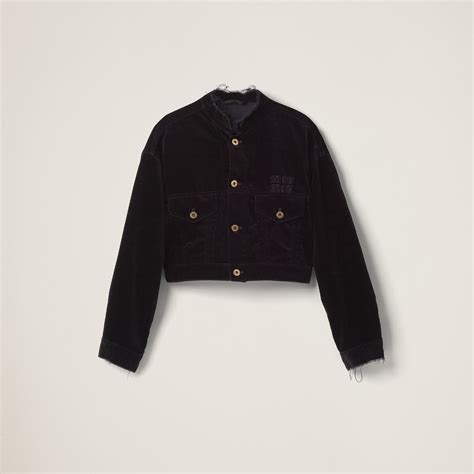 miu miu velvet coat|Black Washed Velvet Blouson Jacket .